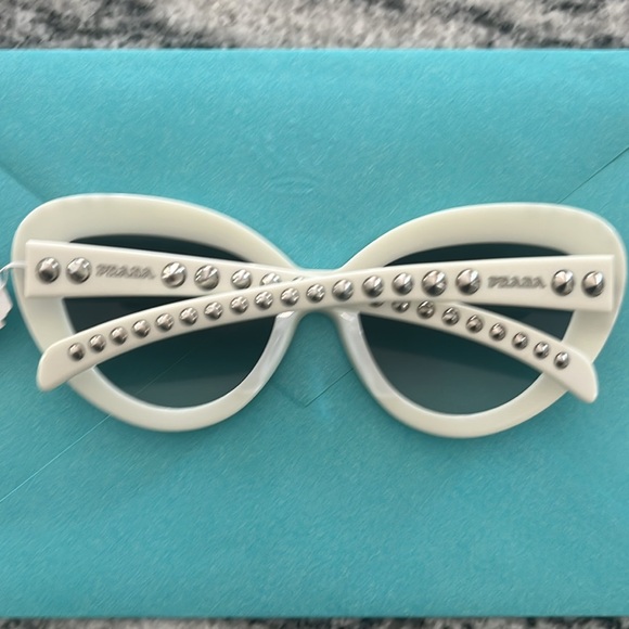 Prada White Studded Cat-Eye Sunglasses - Picture 2 of 5